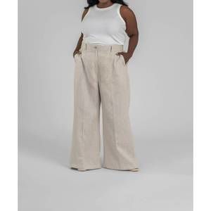 NEW ADRIANA CONTRERAS linen wide leg pants - plus in taupe